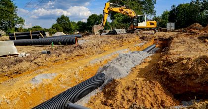 travaux publics , construction de lotissement , passage des canalisations